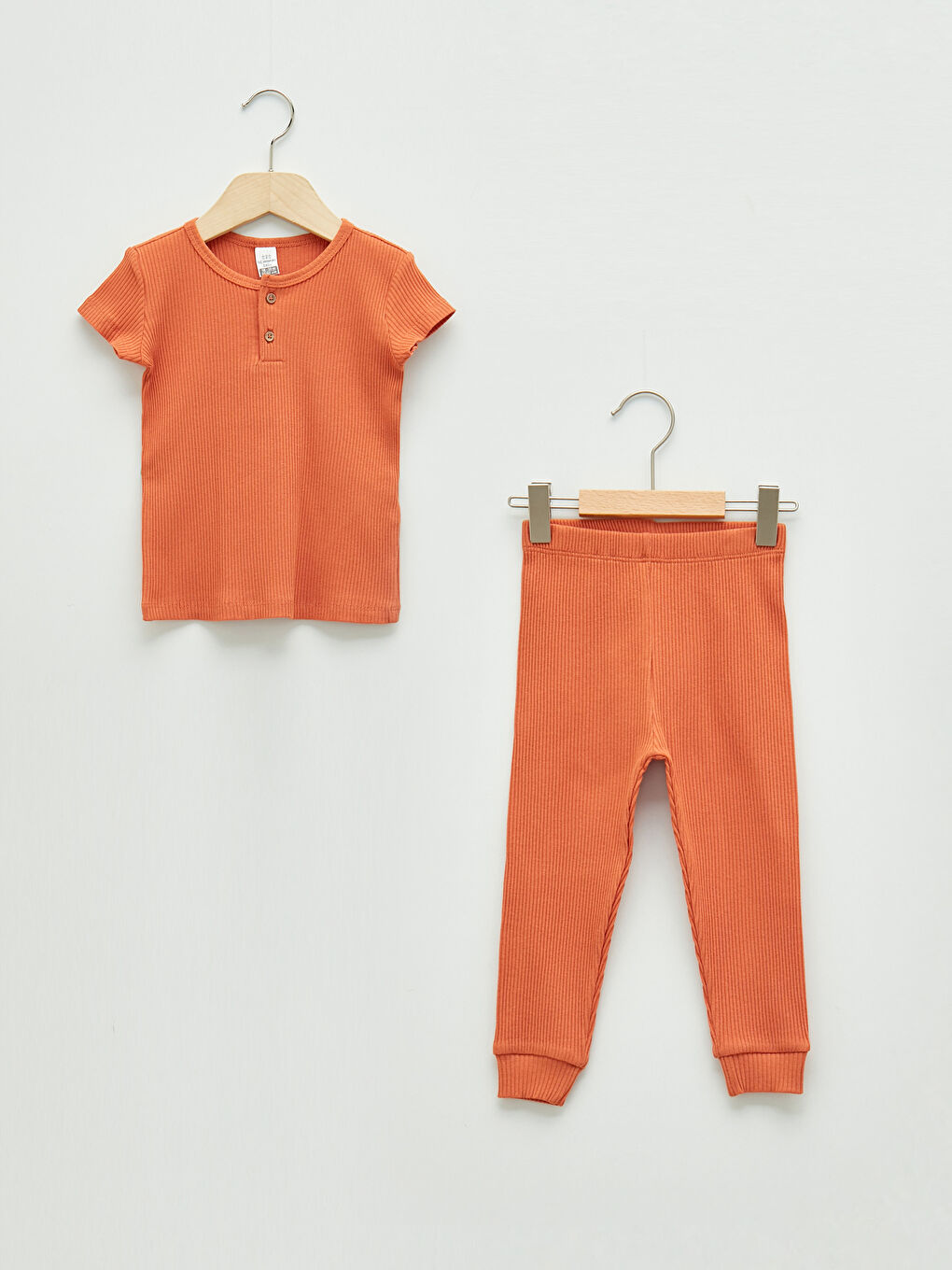 Turuncu Bisiklet Yaka Kısa Kollu Basic Erkek Pijama Takımı