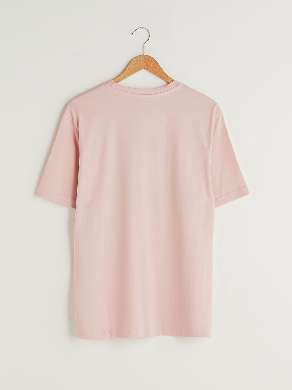 Pembe Bisiklet Yaka Kısa Kollu İzmir Baskılı Penye Erkek Tişört-6