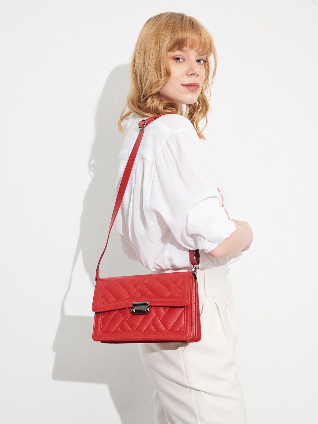 Quilted Patterned Top-Handle Bag-2