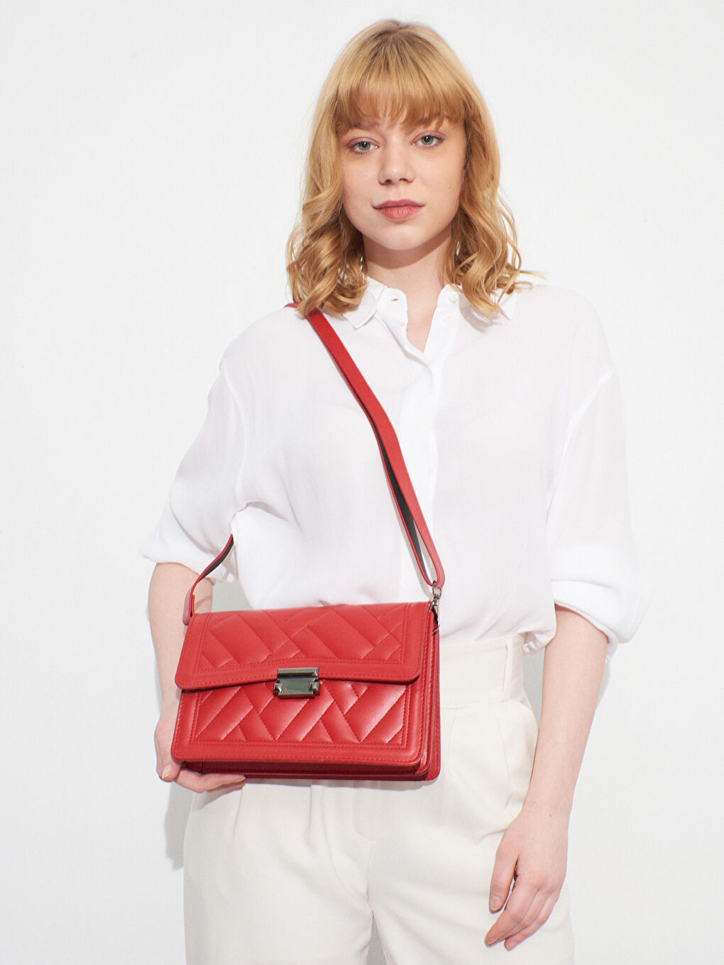 Quilted Patterned Top-Handle Bag-3