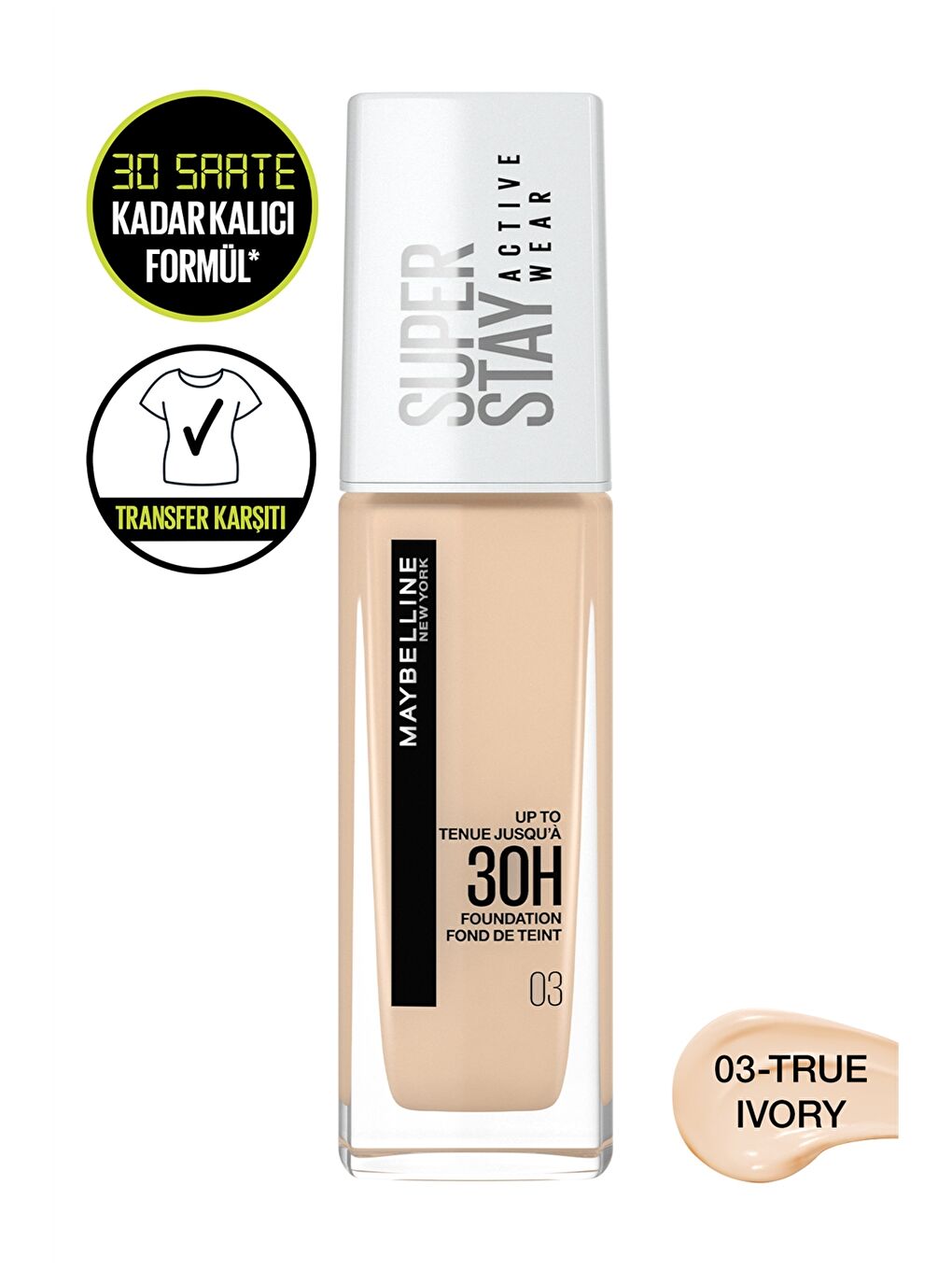 LOREAL PARIS Superstay Active Wear Foundation- 03 True Ivory -S1KQ54Z8-M0T