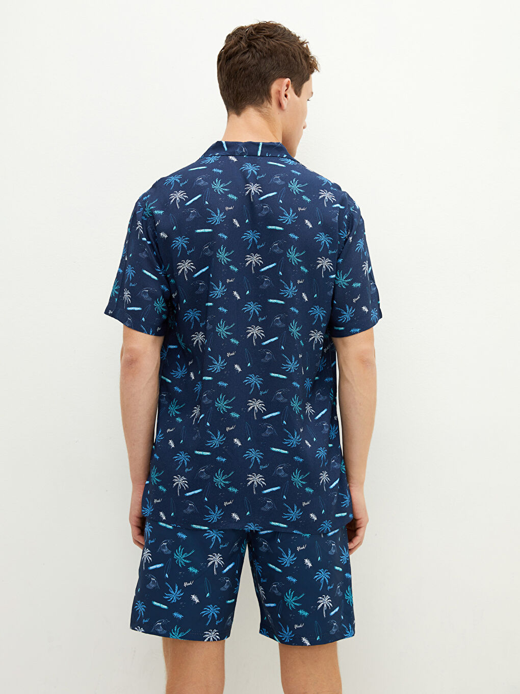 Slim Fit Printed Short Sleeve Viscose Men's Shirt-4