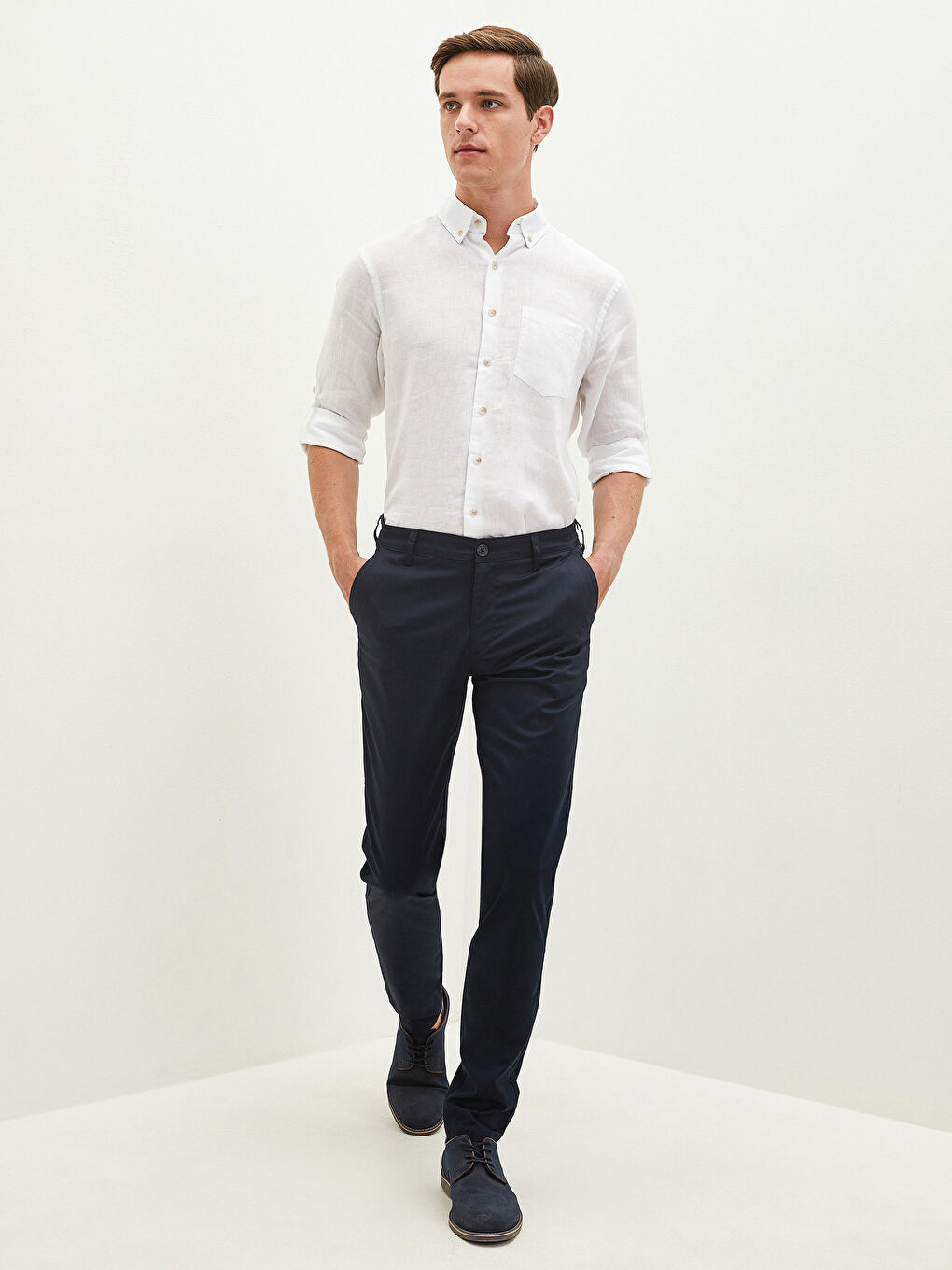 بنطلون تشينو جباردين ضيق تدريجياً للرجال-1