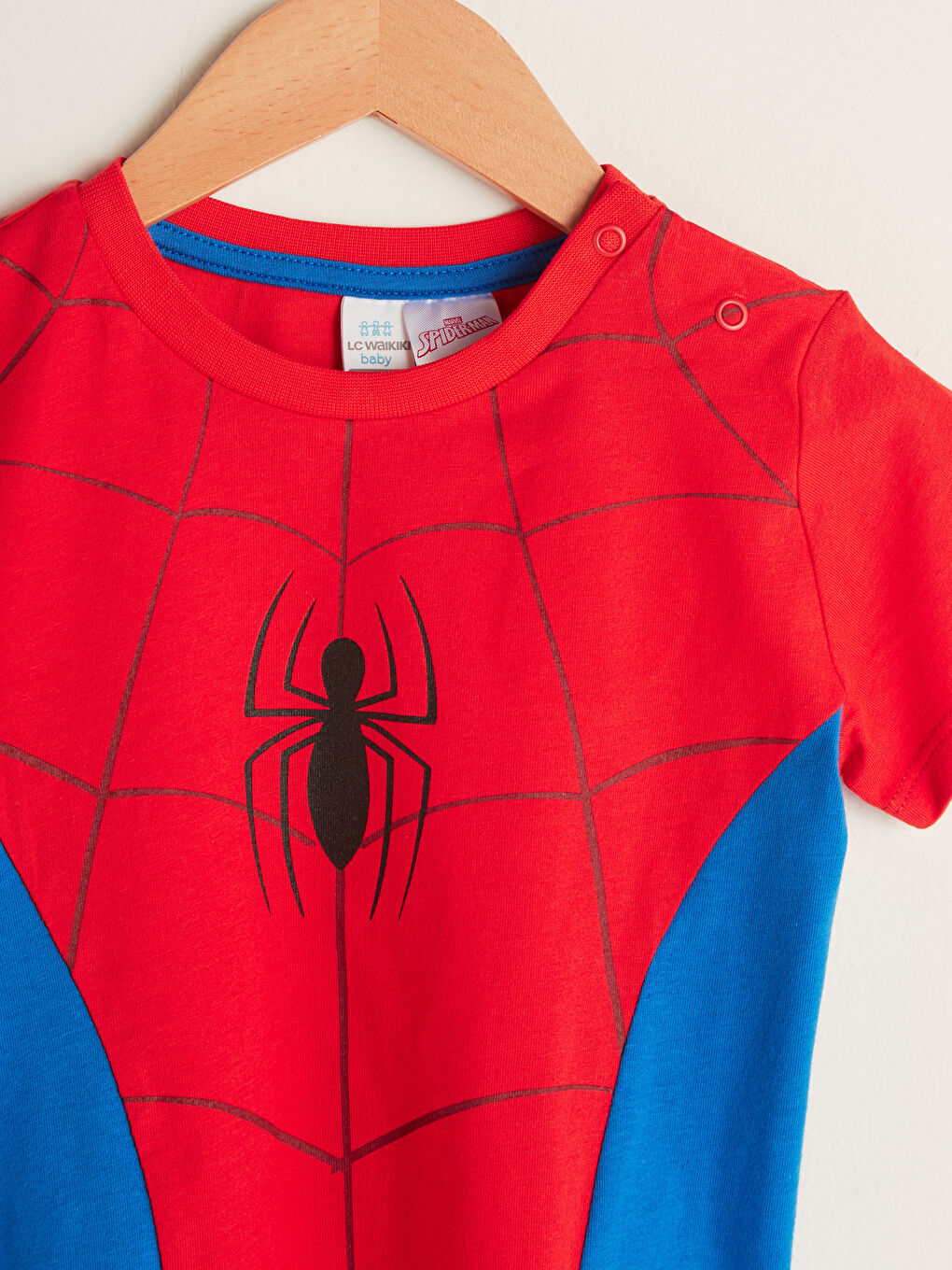 LCW baby Crew Neck Short Sleeve Spiderman Printed Cotton Baby Boy Costume -S1KS91Z1-HBH