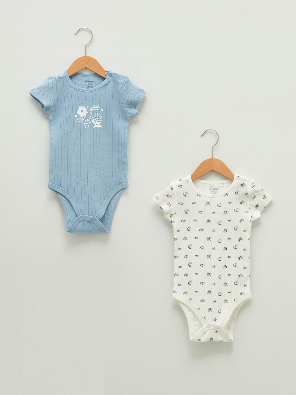 Body Bébé Fille Col Rond Manches Courtes Imprimé Coton Avec Fermeture à Pression Lot de 2