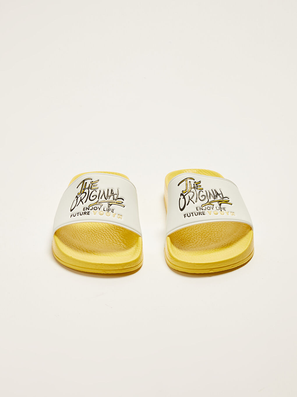 Sarı Çift Bantlı Toka Detaylı Erkek Çocuk Terlik-1