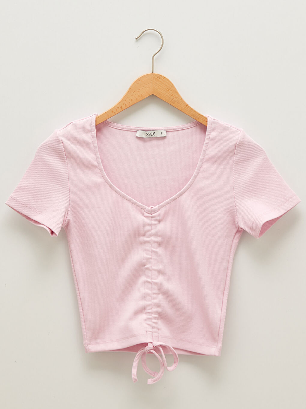 Maiou Crop Pentru Femei Cu Decolteu În V Și Mânecă Scurtă-5