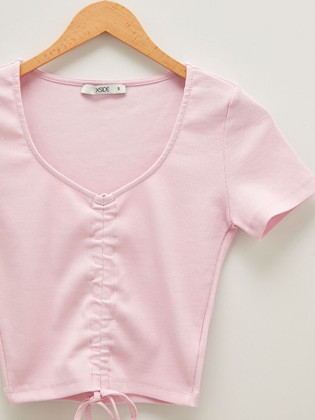 Maiou Crop Pentru Femei Cu Decolteu În V Și Mânecă Scurtă-6