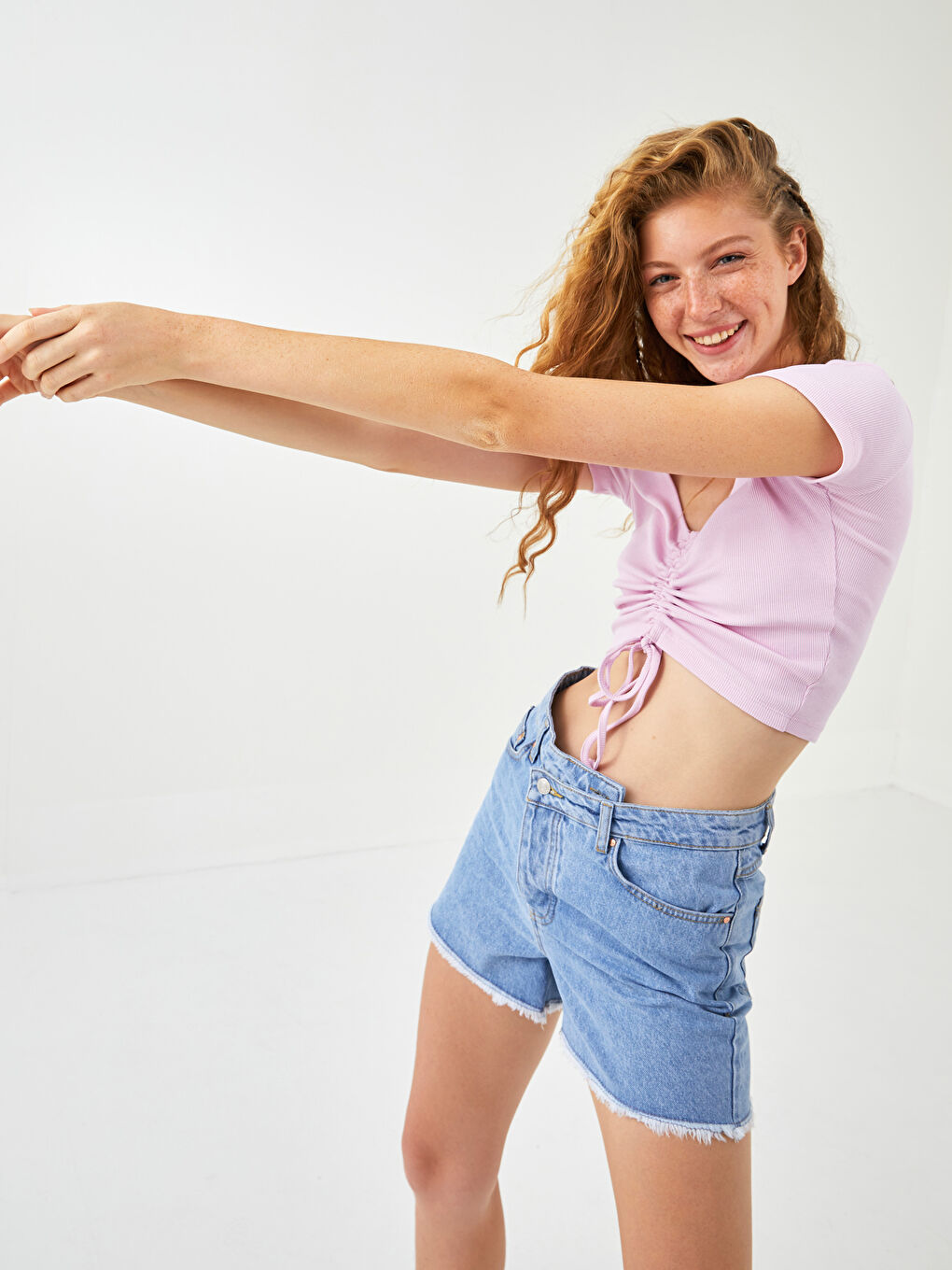 Maiou Crop Pentru Femei Cu Decolteu În V Și Mânecă Scurtă-1