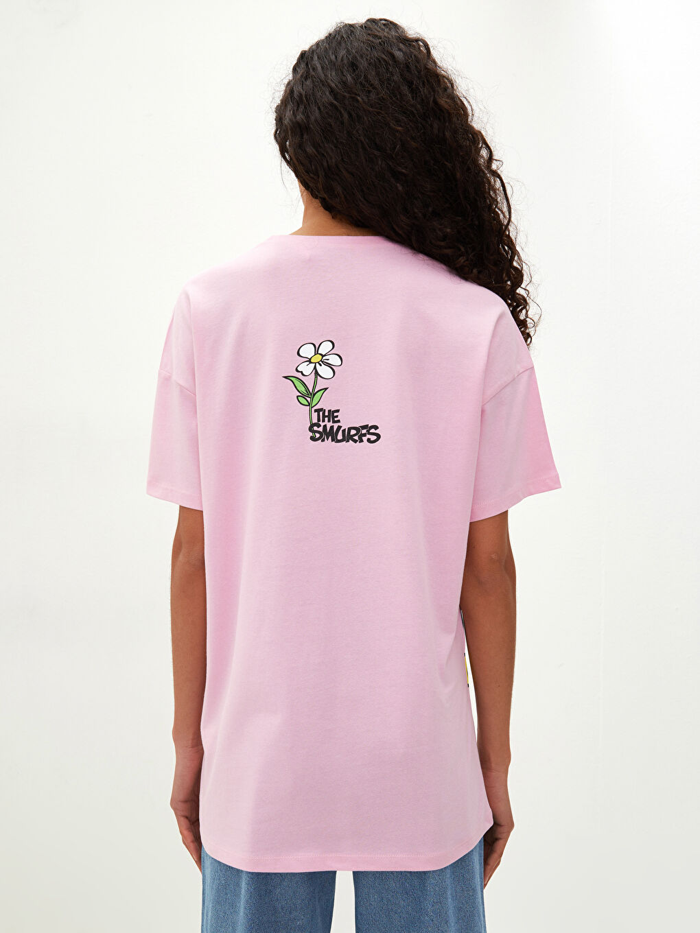 Футболка с круглым вырезом, с принтом Смурфики, с коротким рукавом, хлопковая, для женщин, комбинация мать-дочь-4