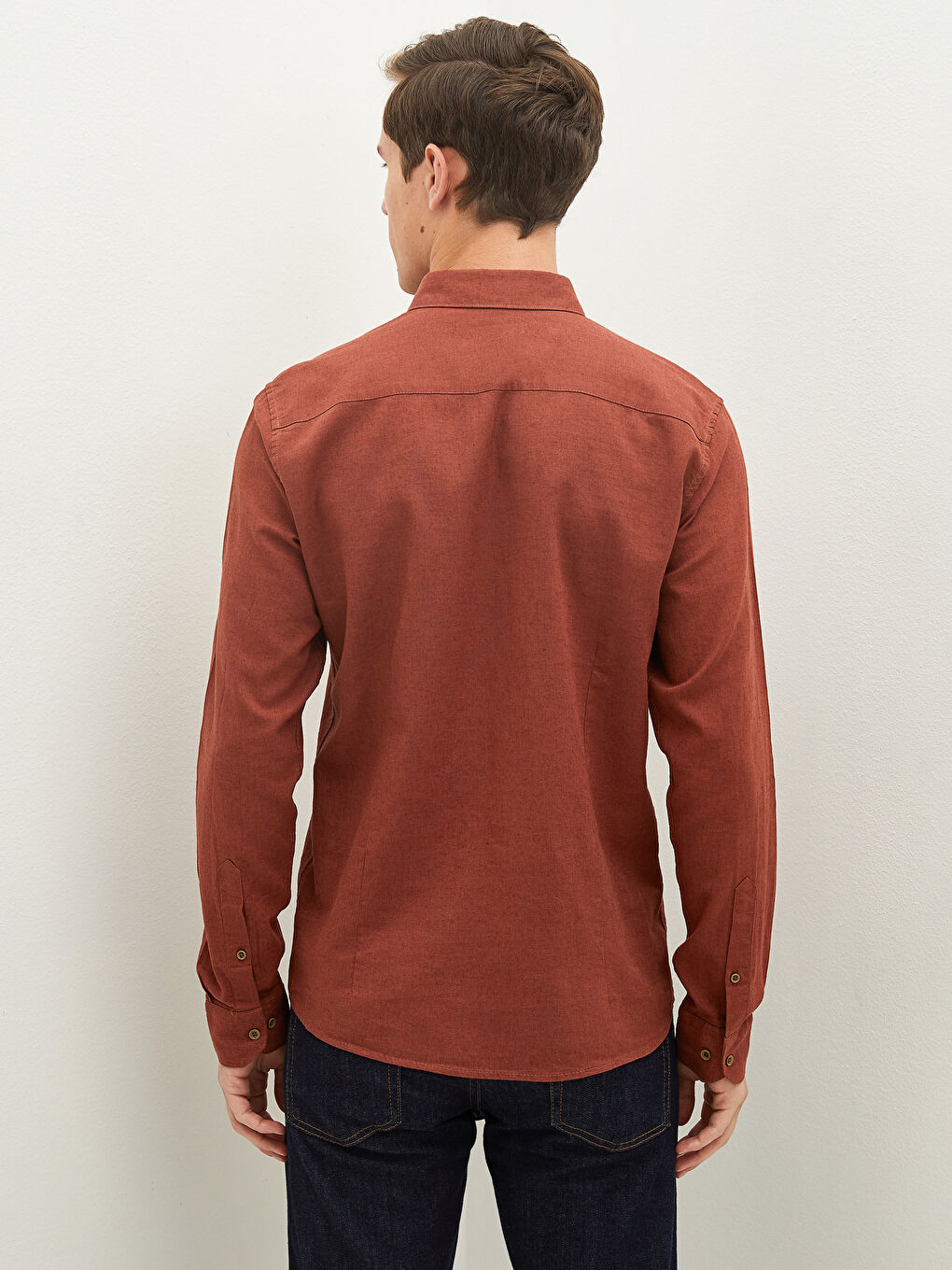 Kırmızı Slim Fit Uzun Kollu Erkek Gömlek-4