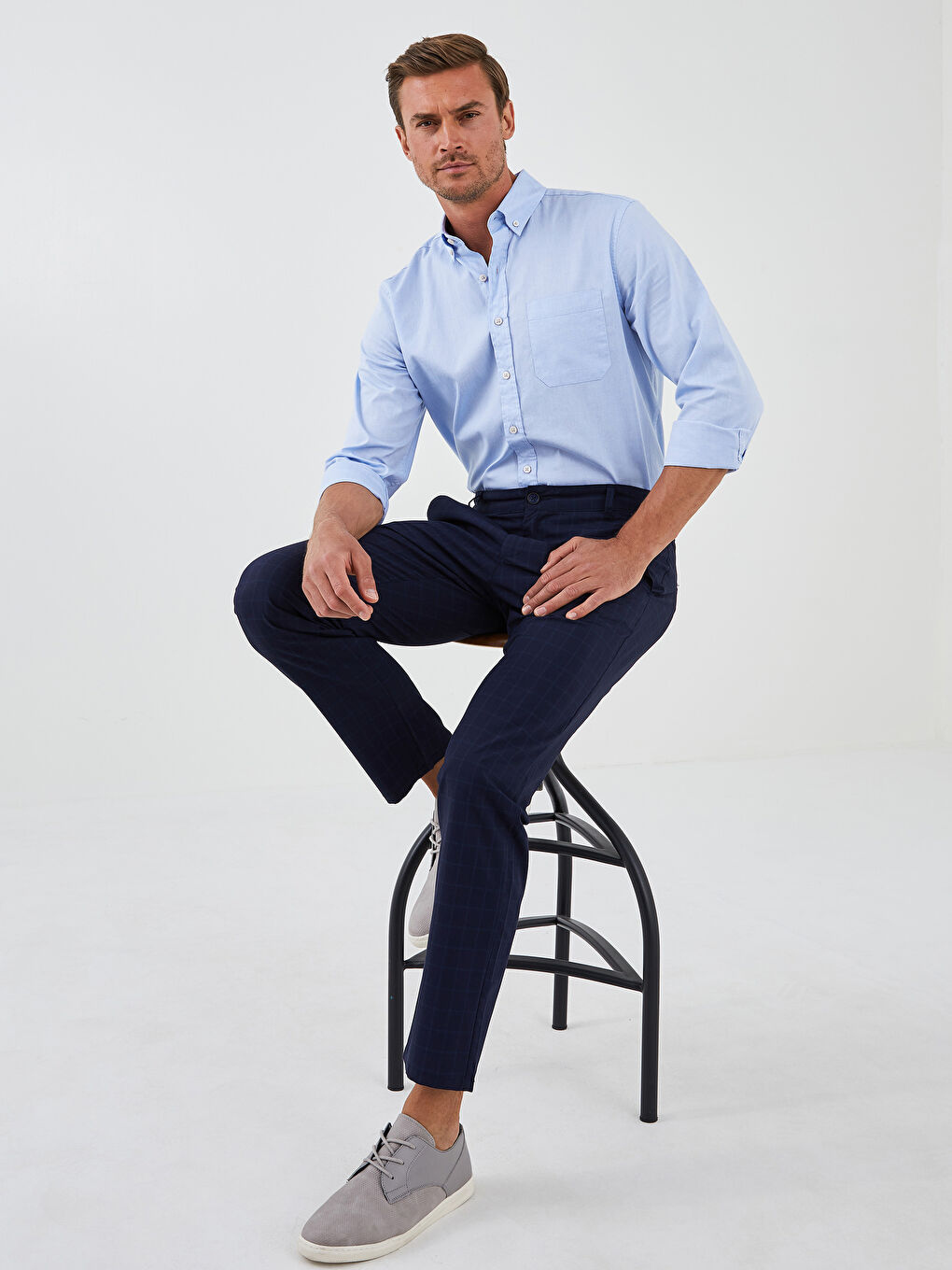 Slim Fit Textured Men's Trousers -S1KV60Z8-LN6