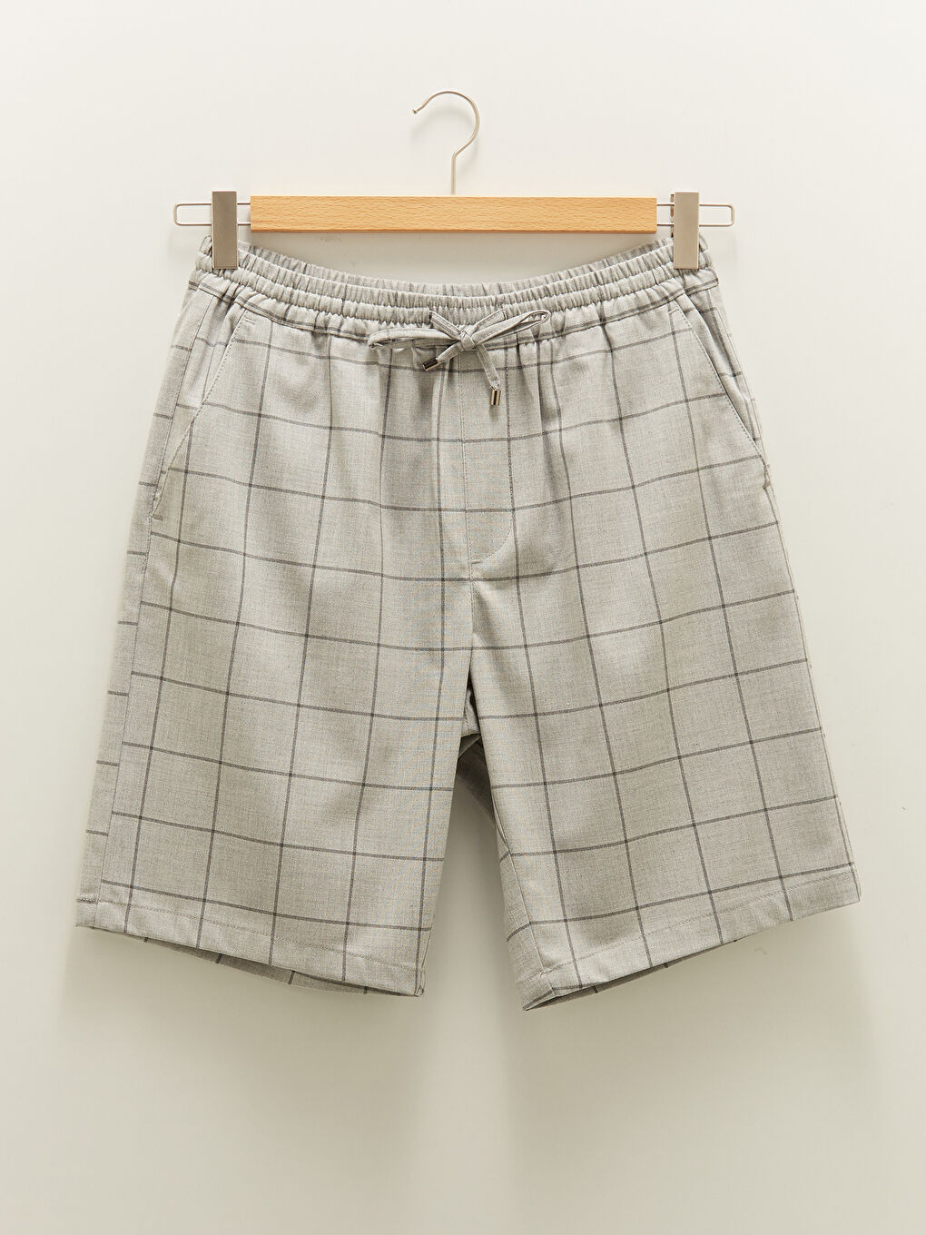 Gri Standart Kalıp Ekose Erkek Şort-6