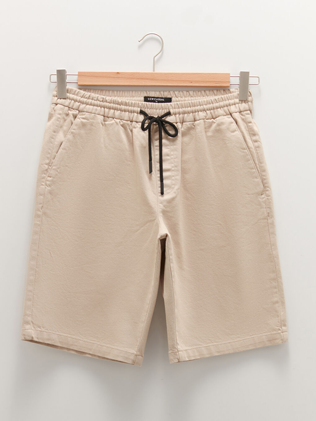 Bej Standart Kalıp Gabardin Erkek Şort-5