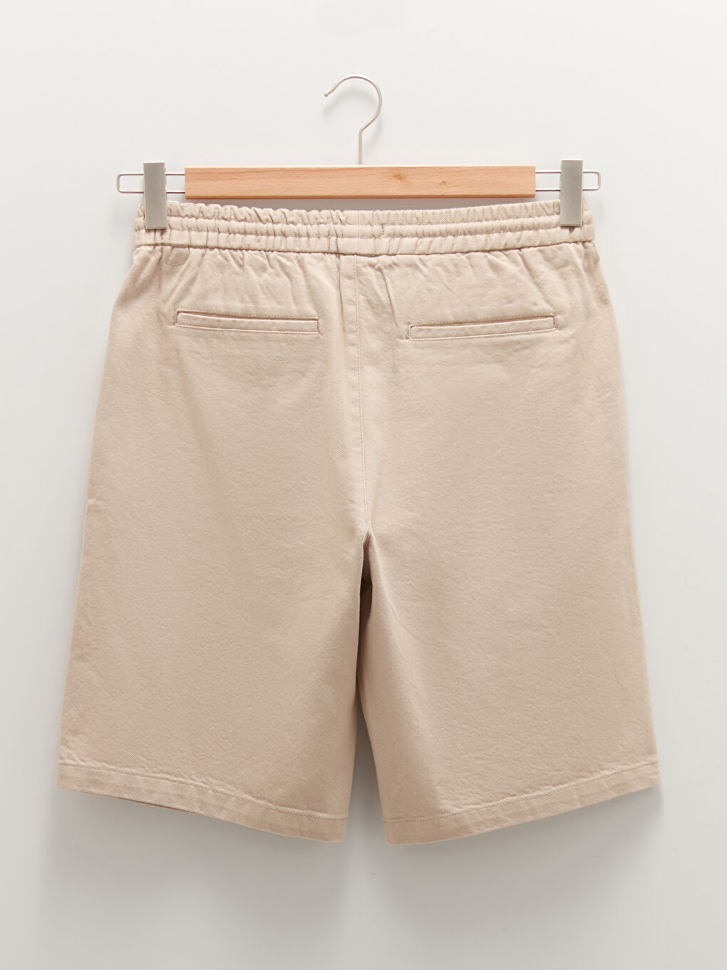 Bej Standart Kalıp Gabardin Erkek Şort-6