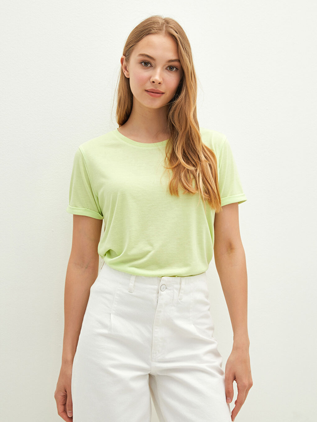 Crew Neck Plain Short Sleeve Women's T-Shirt-6