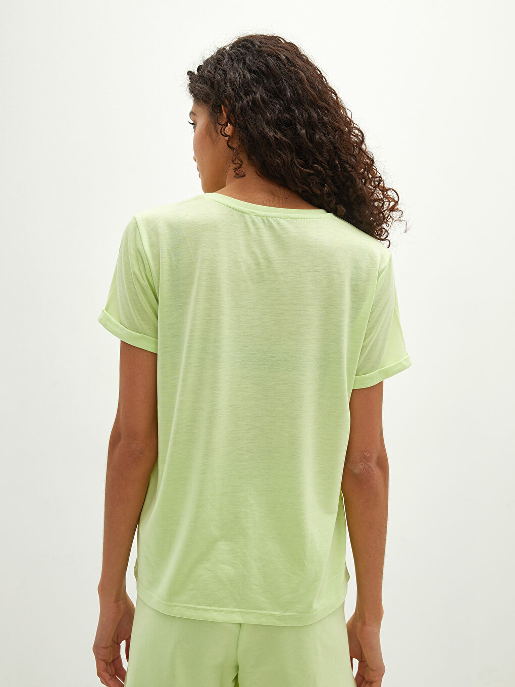 Crew Neck Plain Short Sleeve Women's T-Shirt-4