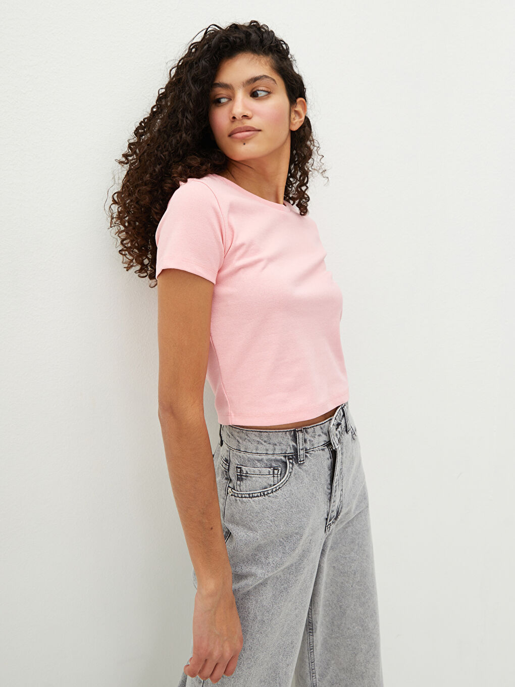 Crew Neck Plain Short Sleeve Women's T-Shirt -S1KY36Z8-QY6