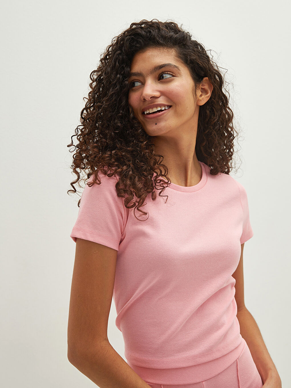 Crew Neck Plain Short Sleeve Women's T-Shirt -S1KY36Z8-QY6