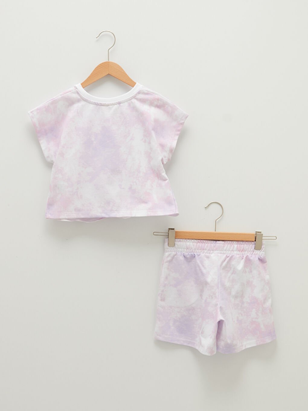 Pembe Bisiklet Yaka Baskılı Kısa Kollu Kız Çocuk Tişört ve Şort-1