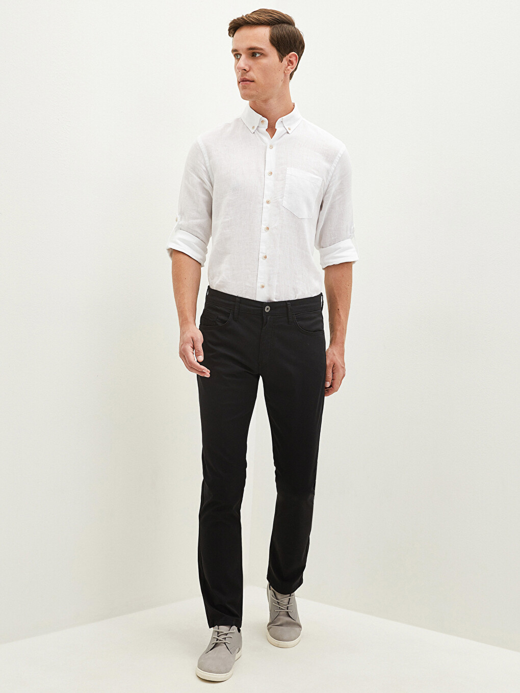 Slim Fit Twill Men's Trousers-3