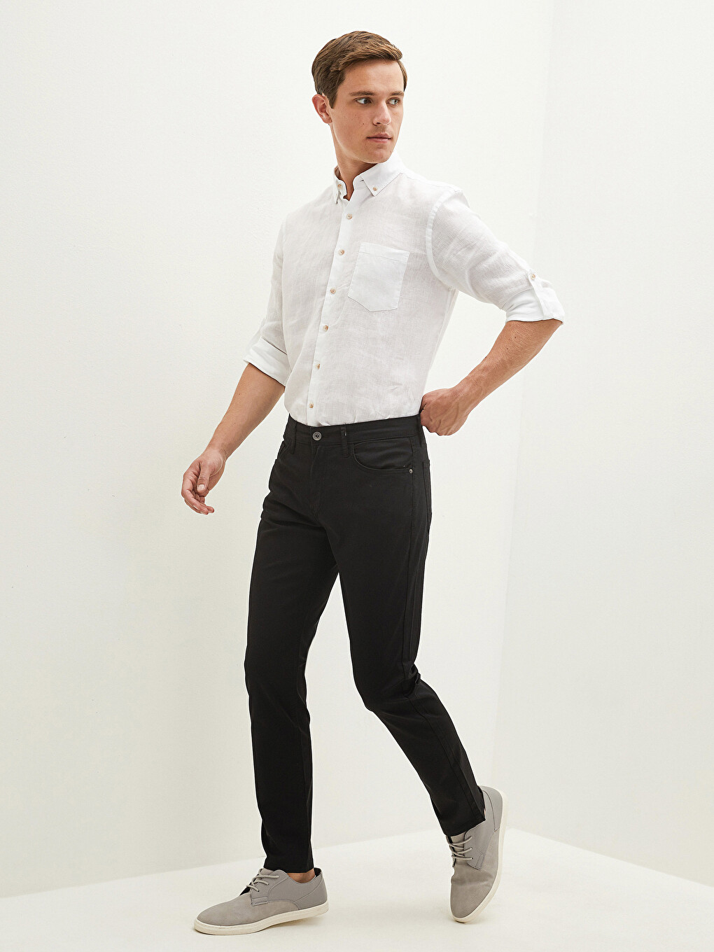Slim Fit Twill Men's Trousers