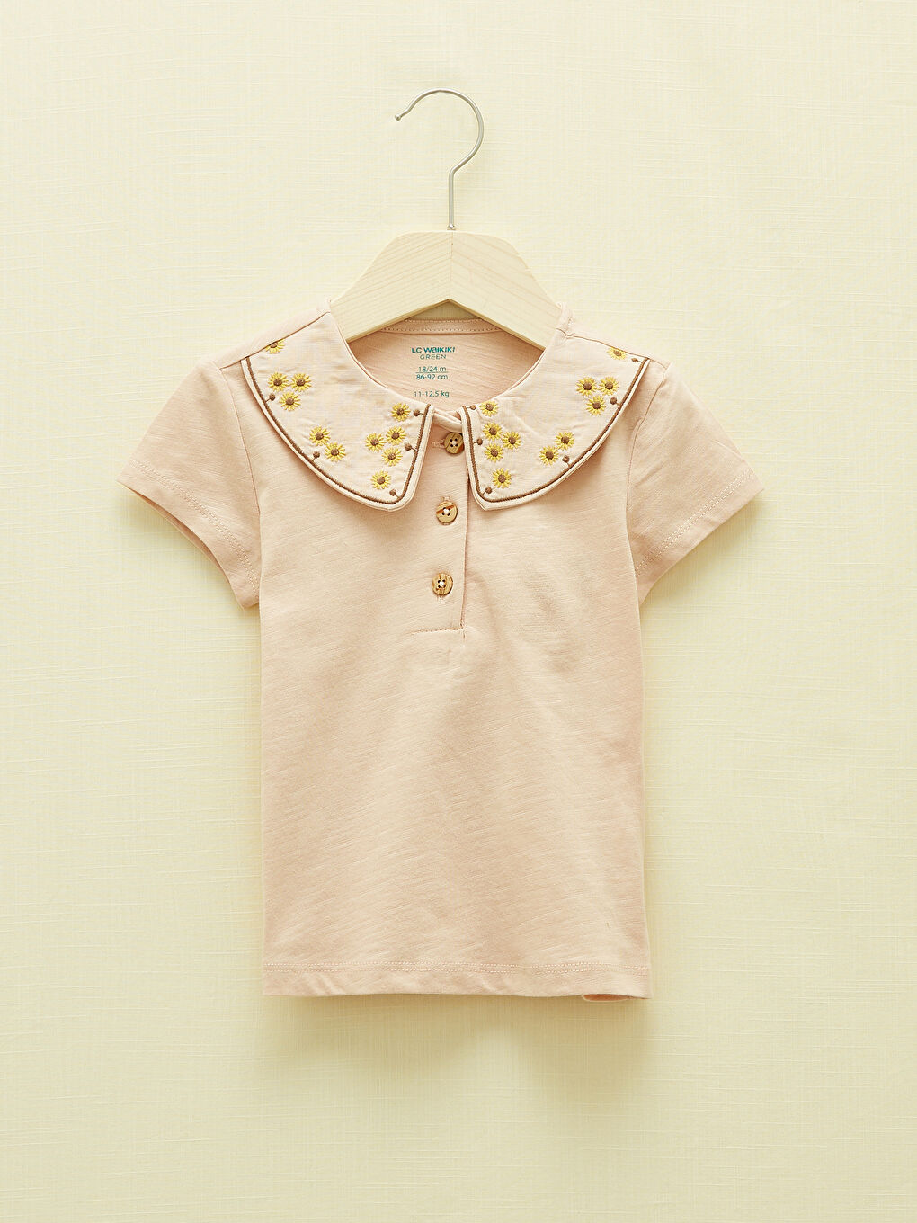 Baby Collar Short Sleeve Printed Baby Girl T-Shirt