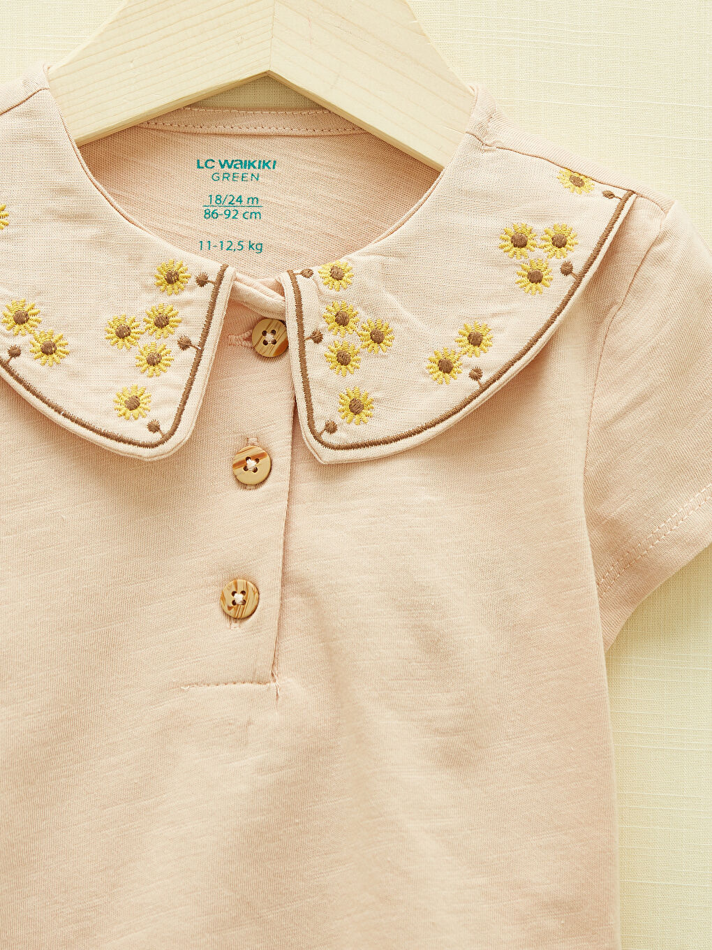 Baby Collar Short Sleeve Printed Baby Girl T-Shirt-1