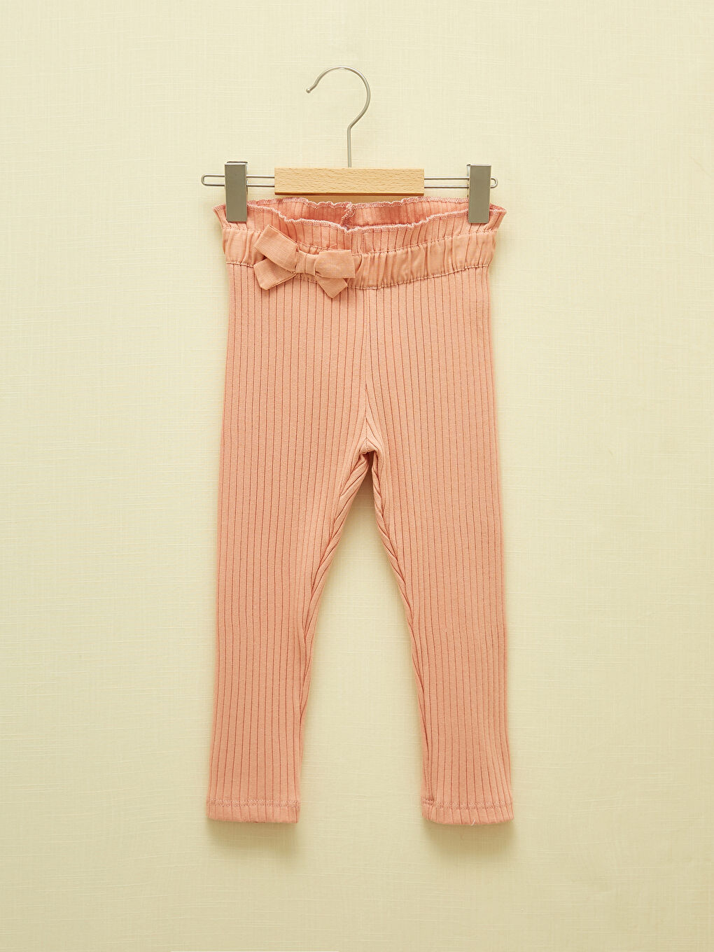 Pembe Beli Lastikli Kız Bebek Uzun Tayt