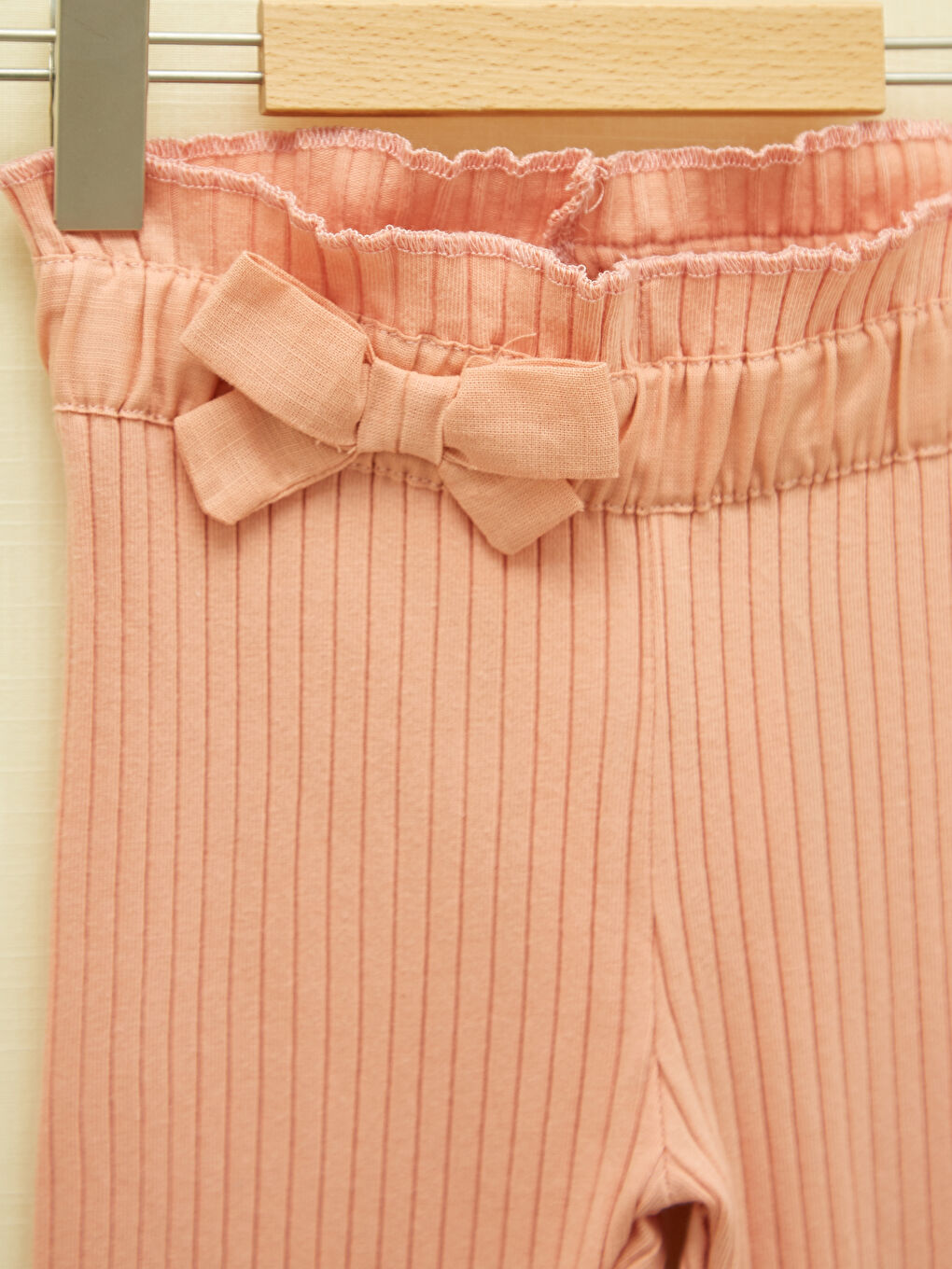 Pembe Beli Lastikli Kız Bebek Uzun Tayt-1