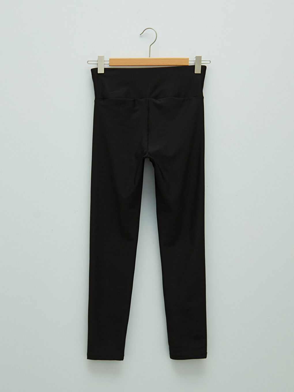 Siyah Kadın Beli Lastikli Düz Spor Tayt-7