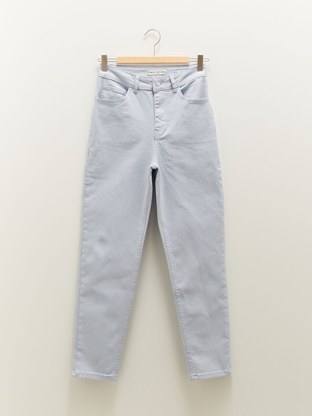 Mavi Yüksel Bel Mom Fit Cep Detaylı Kadın Jean Pantolon-5