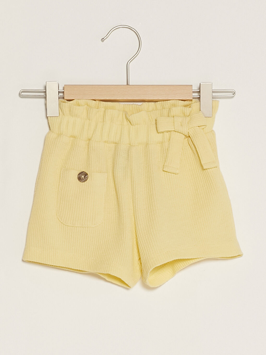 Elastic Waist Self-Patterned Baby Girl Shorts