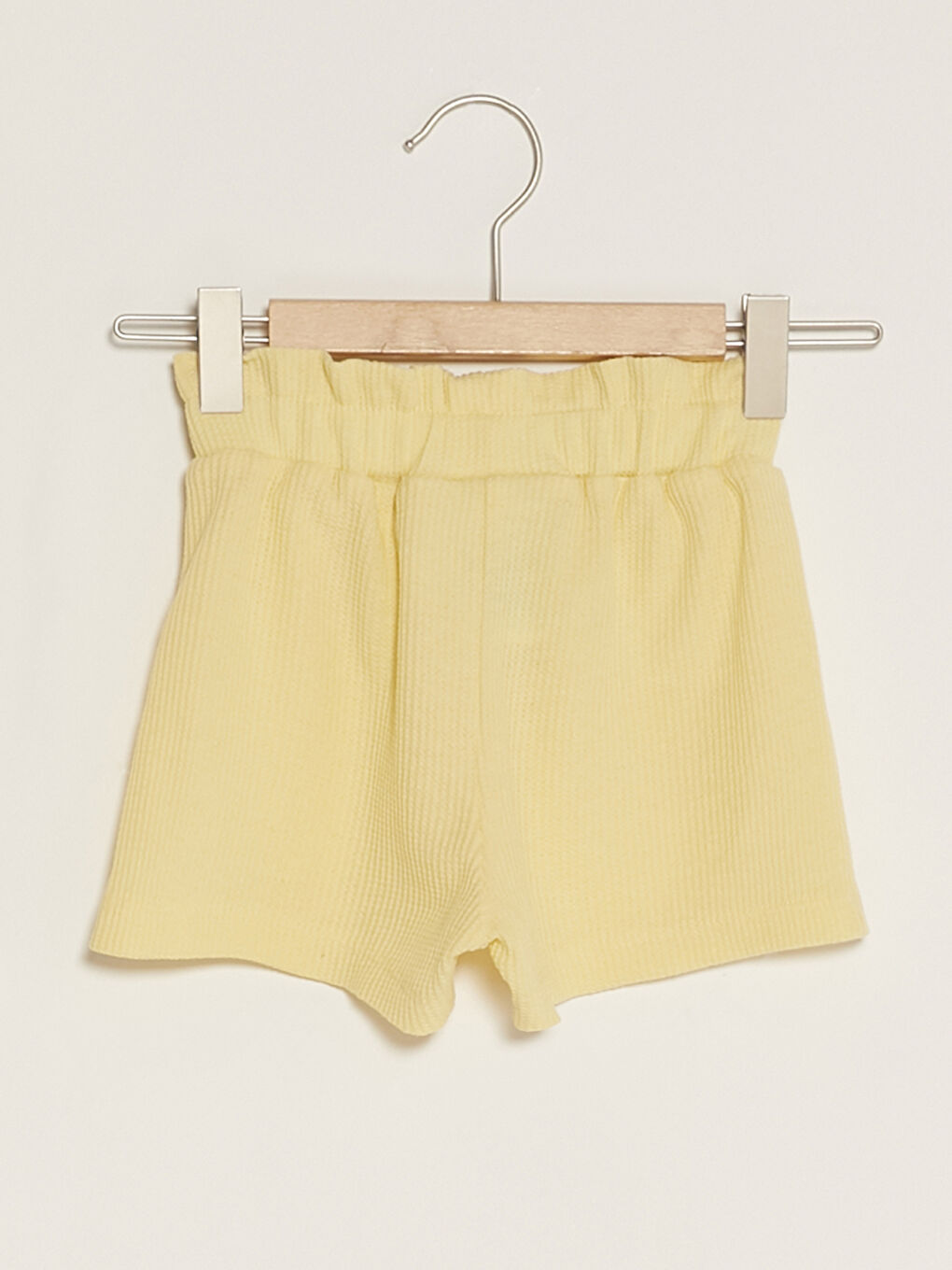 Elastic Waist Self-Patterned Baby Girl Shorts-1