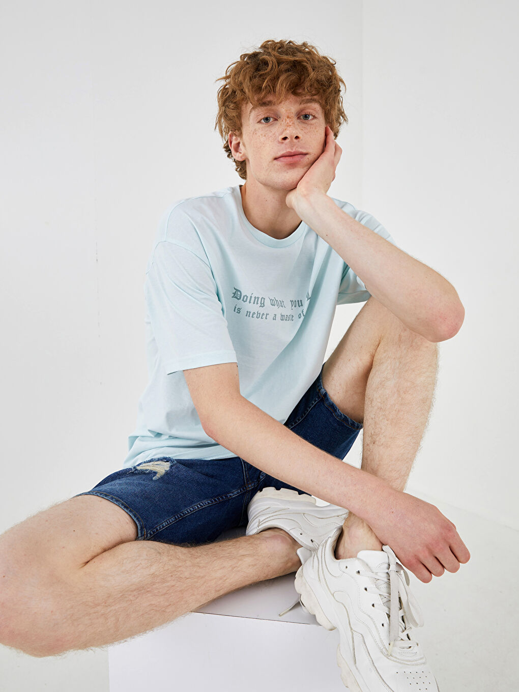 Oversize Crew Neck Short Sleeve Printed Jersey Men's T-Shirt