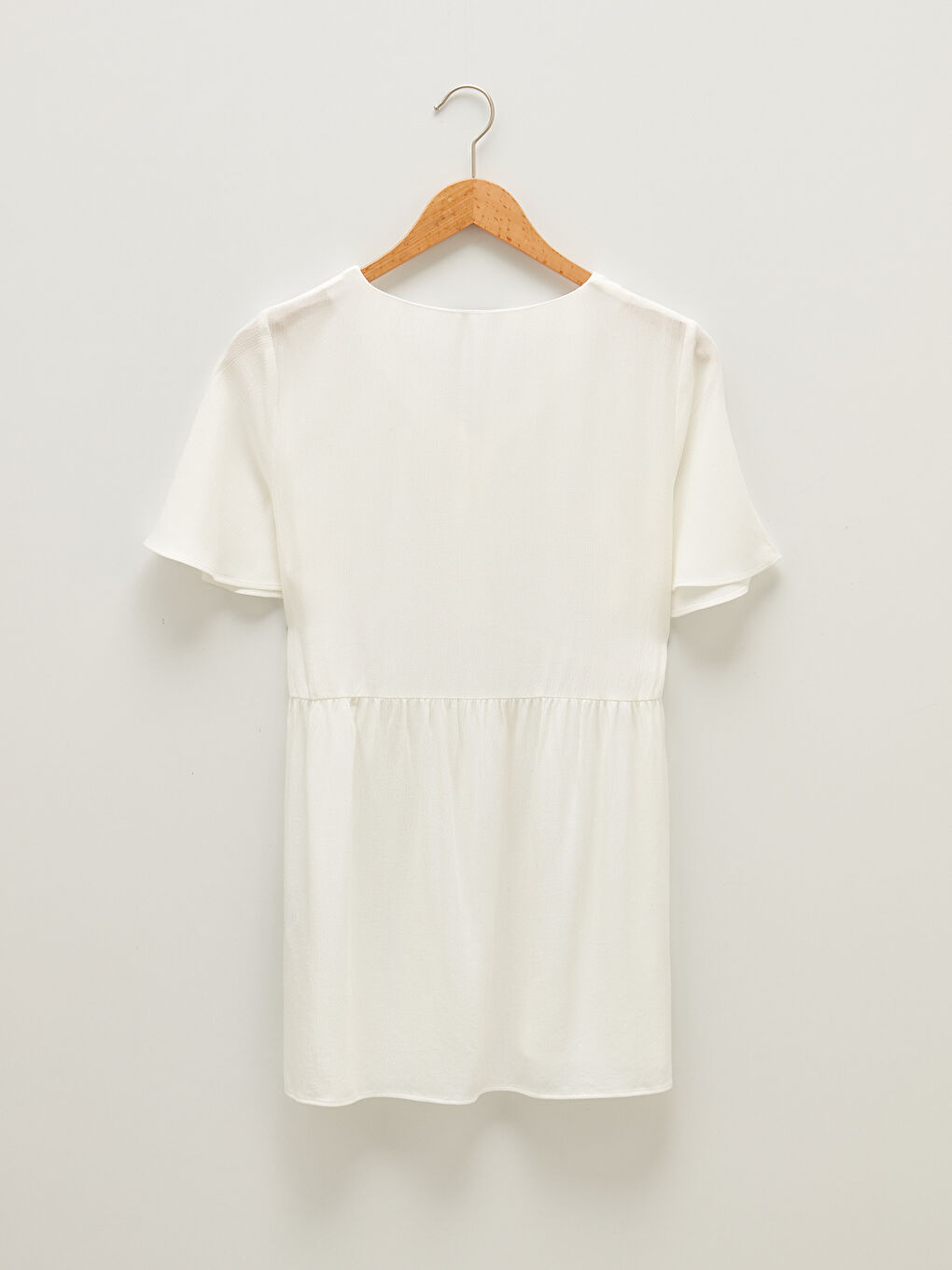 بلوزة حوامل ياقة على شكل حرف V سادة بأزرار أمامية كم قصير فيسكوز-8