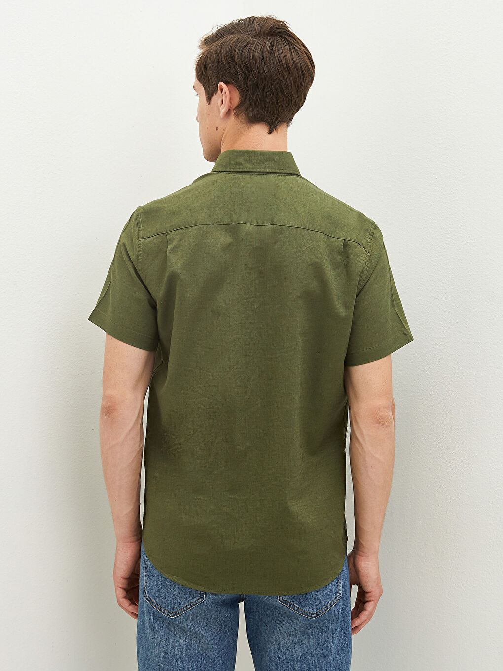 Yeşil Regular Fit Kısa Kollu Erkek Gömlek-4