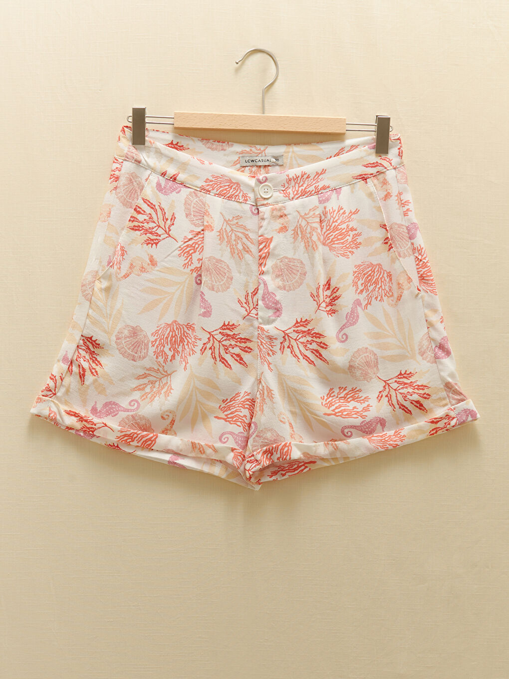 Comfortable Pattern Patterned Pocket Detailed Viscose Women's Bermuda Shorts-6