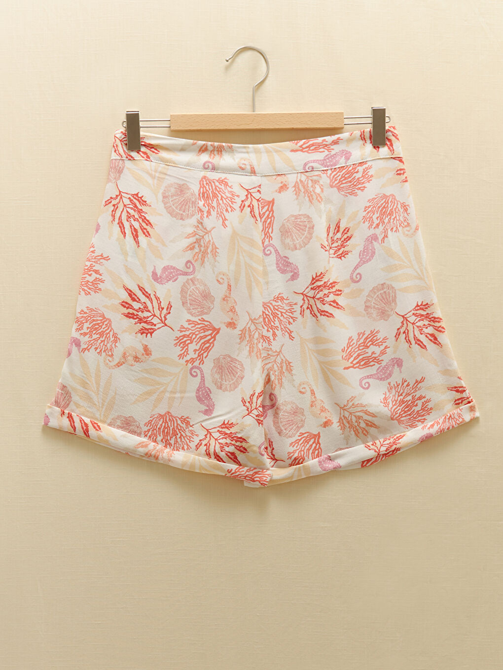 Comfortable Pattern Patterned Pocket Detailed Viscose Women's Bermuda Shorts-7