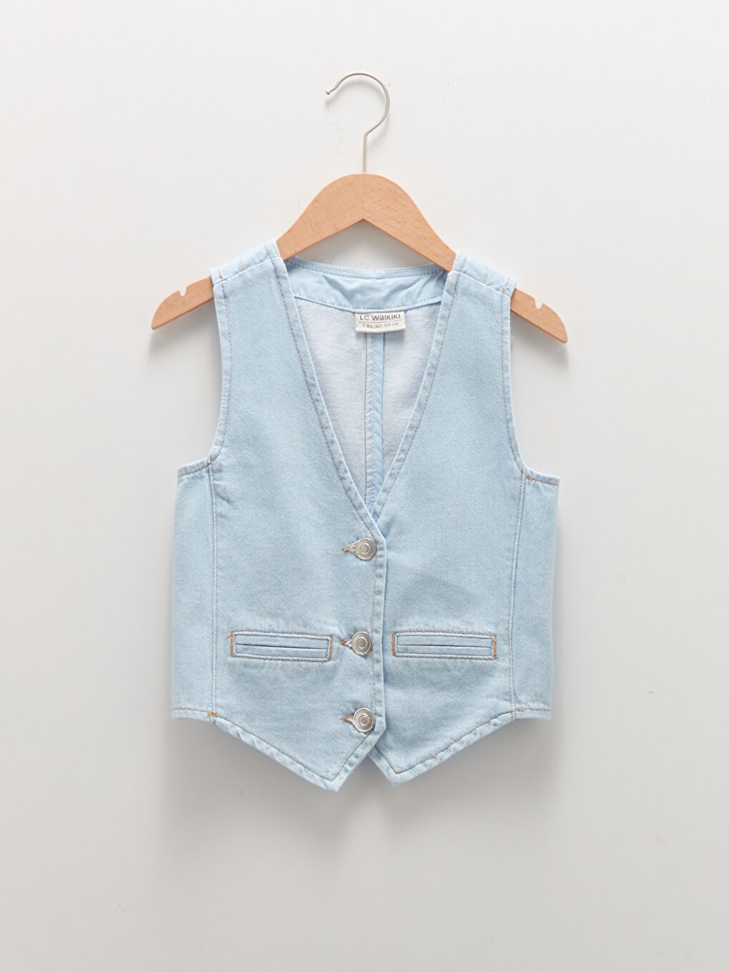 İndigo V Yaka Kız Çocuk Jean Yelek