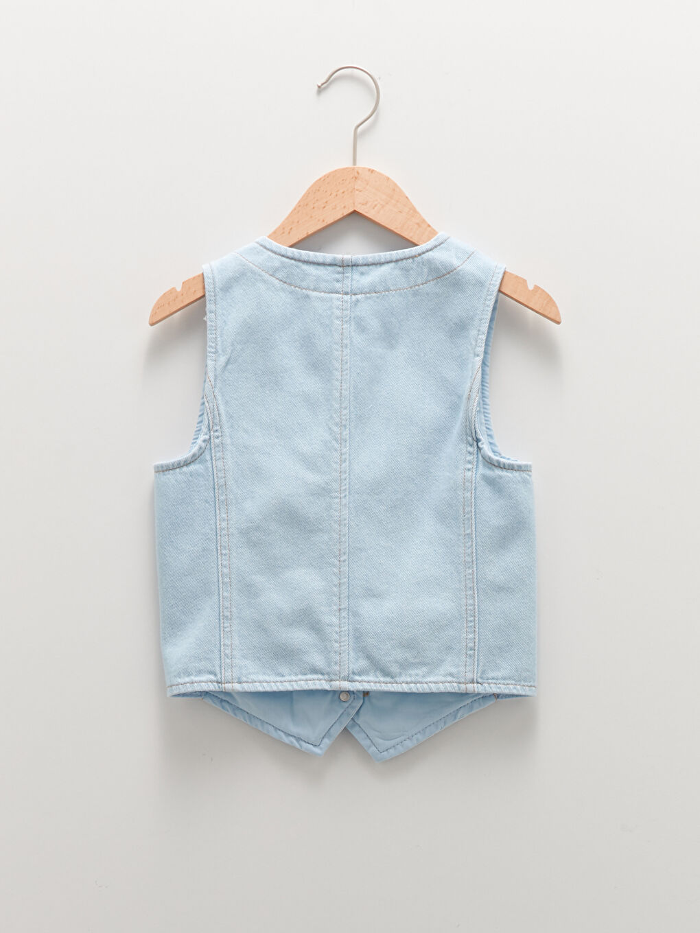 İndigo V Yaka Kız Çocuk Jean Yelek-1