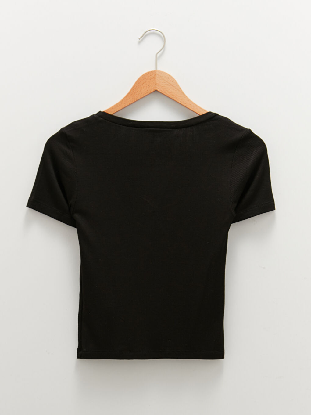 V-Neck Plain Short Sleeve Camisole Fabric Women's T-Shirt-6