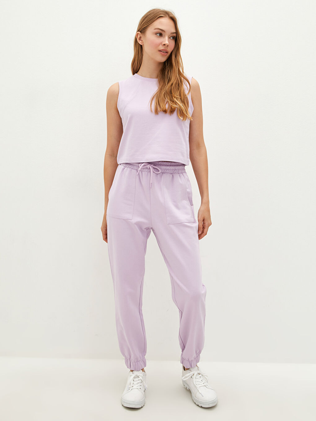 Lila Kadın Bisiklet Yaka Kolsuz Düz Atlet-6