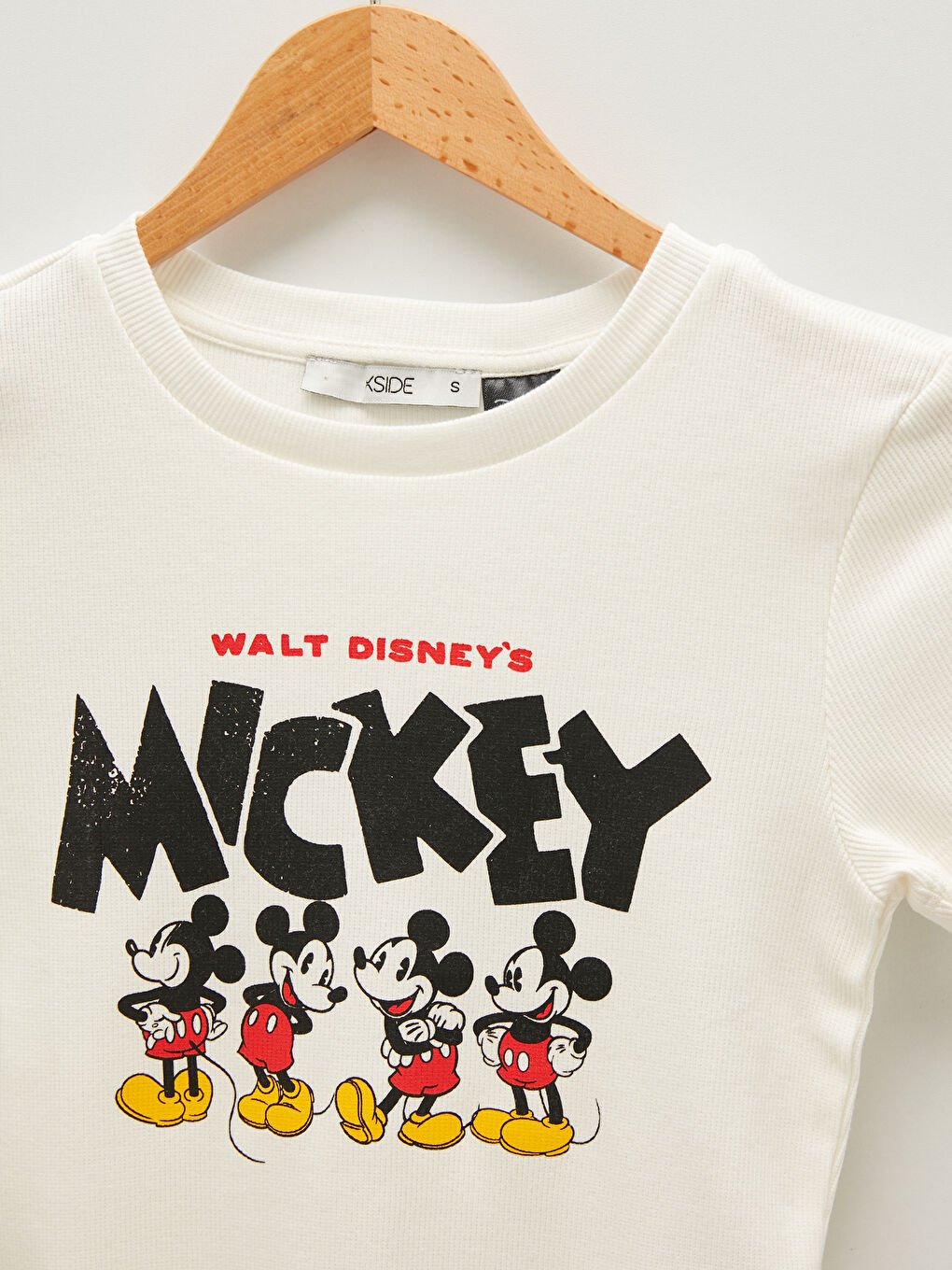 Crew Neck Mickey Mouse Printed Short Sleeve Women's Crop Top-6