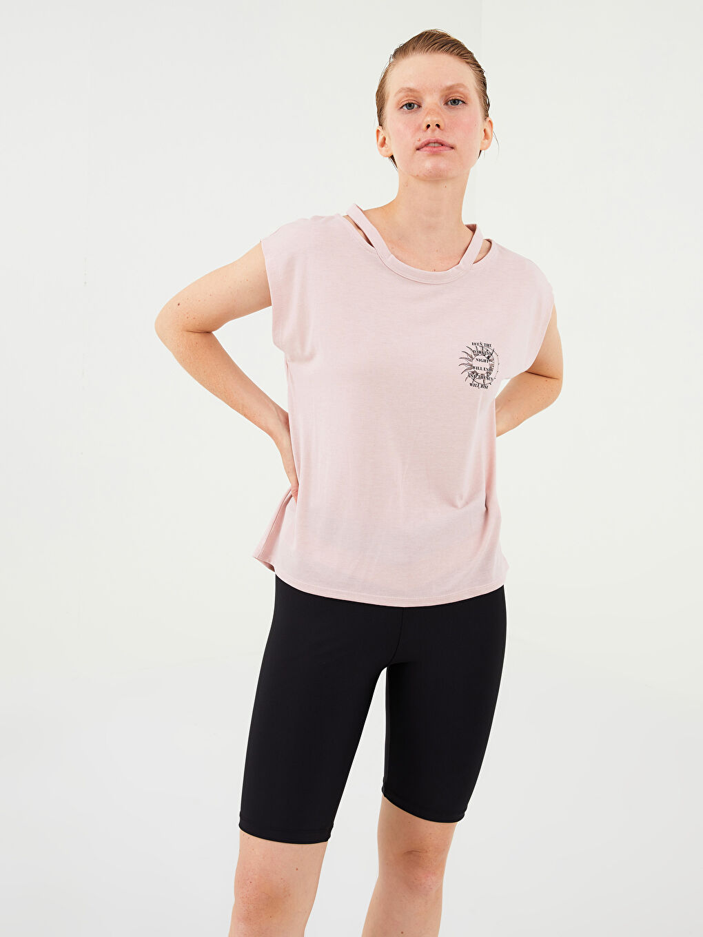 XSIDE ACTIVE Women's Crew Neck Printed Sleeveless Sports T-Shirt -S1L825Z8-MQW