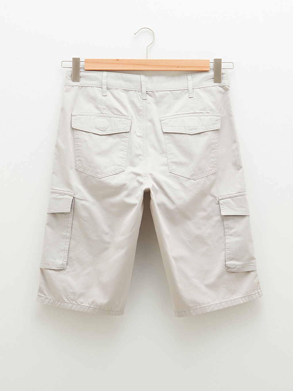 Bej Standart Kalıp Gabardin Erkek Kargo Şort-7