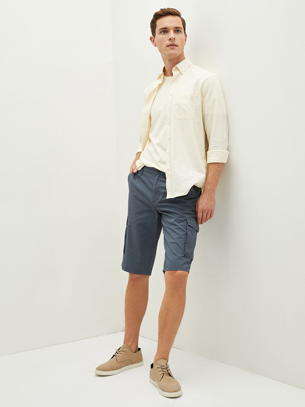 Standard Fit Mens Gabardine Cargo Shorts -S1L849Z8-DF0