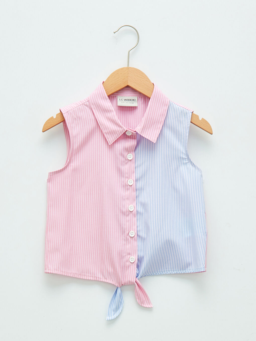 Color Block Striped Poplin Girl Shirt