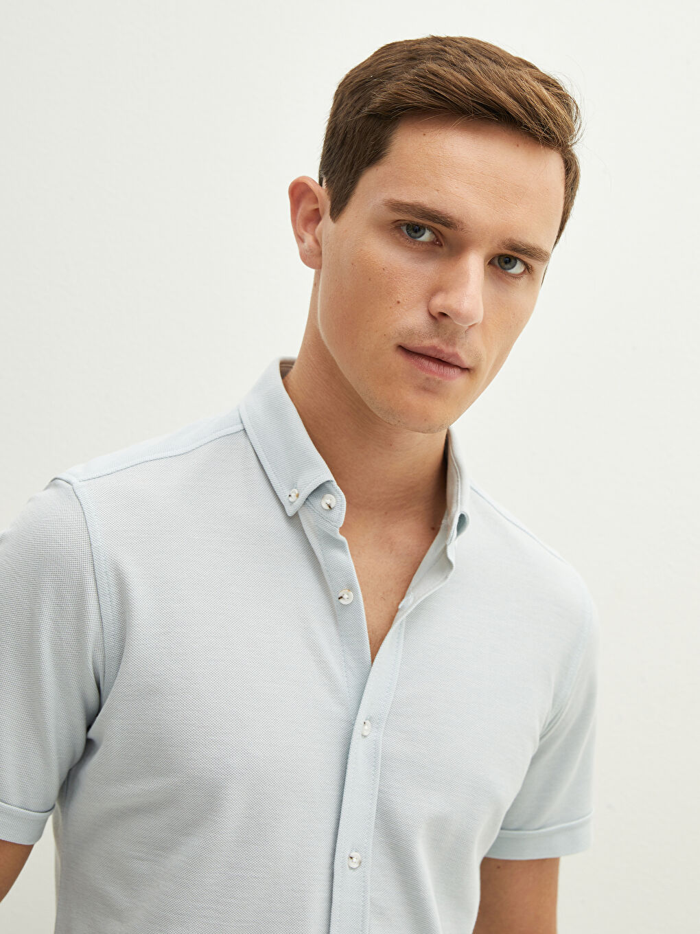 Рубашка Мужская Слим Фит С Коротким Рукавом Из Хлопка-2