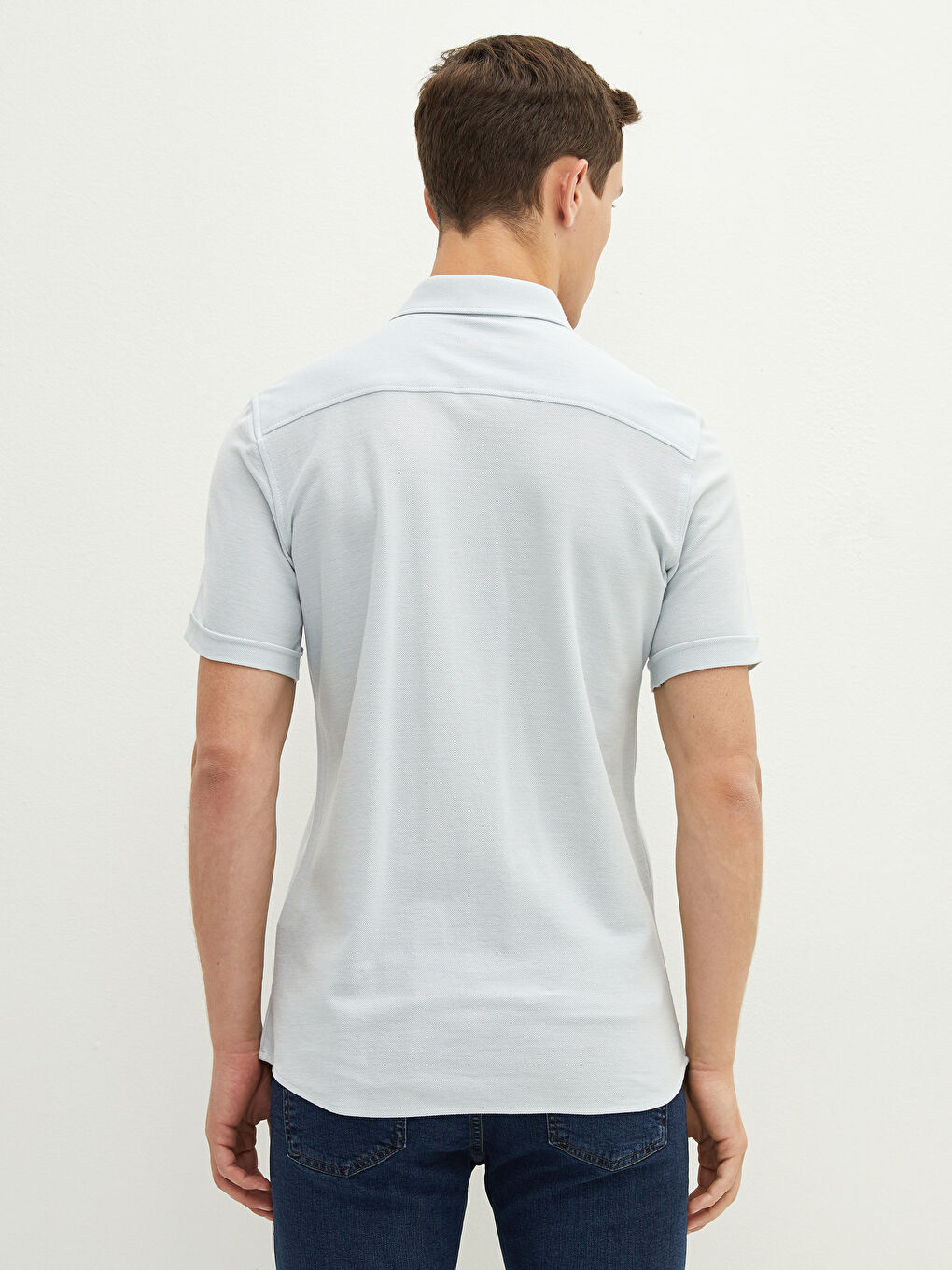 Рубашка Мужская Слим Фит С Коротким Рукавом Из Хлопка-3